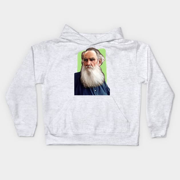 Russian Writer Leo Tolstoy illustration Kids Hoodie by Litstoy 